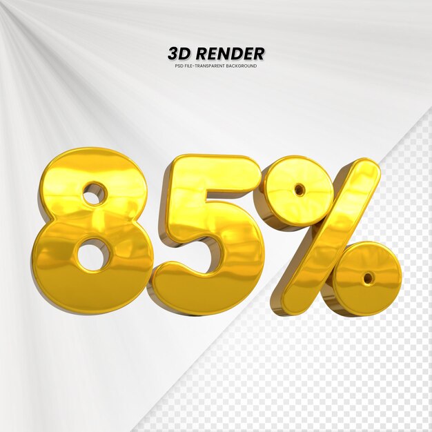 3D vendita sconto prezzo tag 3D rendering per la composizione 85 per cento concetto di numero