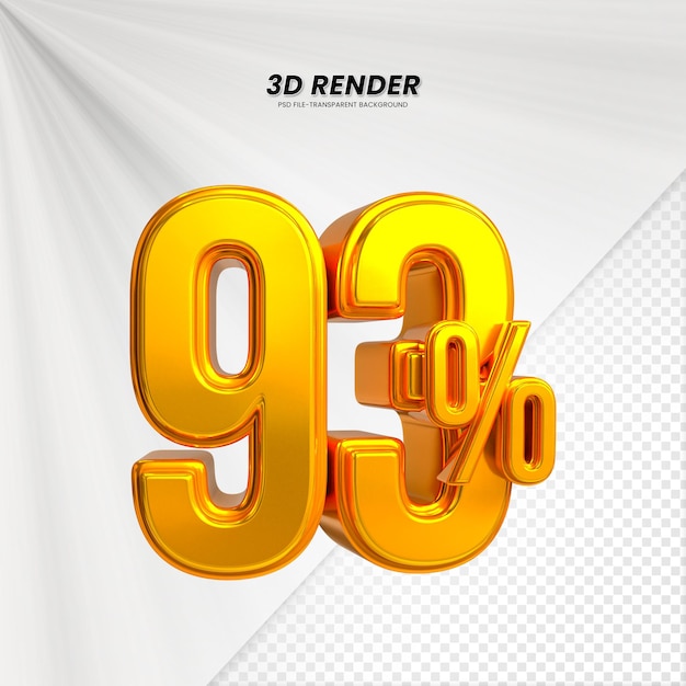 3D vendita sconto prezzo tag 3D rendering per la composizione 93 per cento concetto di numero