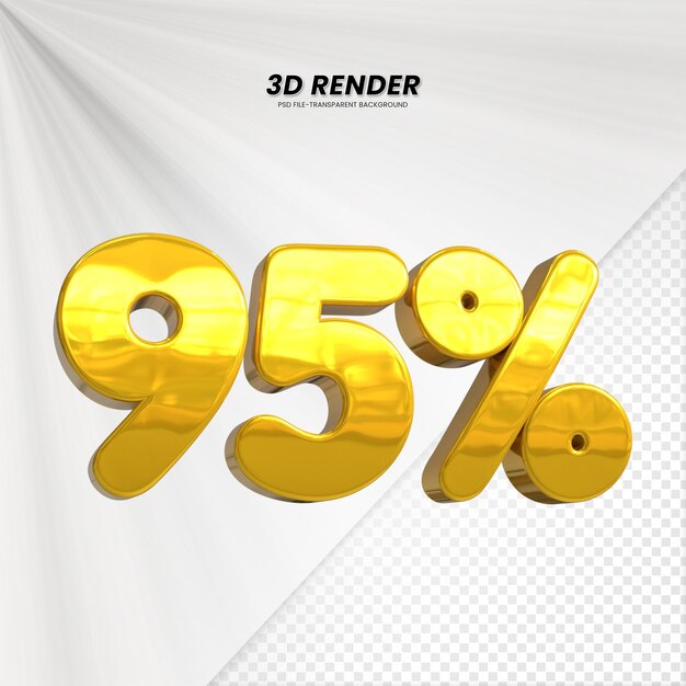 3D vendita sconto prezzo tag 3D rendering per la composizione 95 per cento concetto di numero