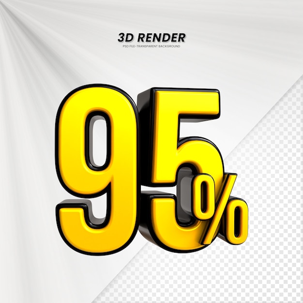 3d vendita sconto prezzo tag 3d rendering per la composizione 95 per cento concetto di numero