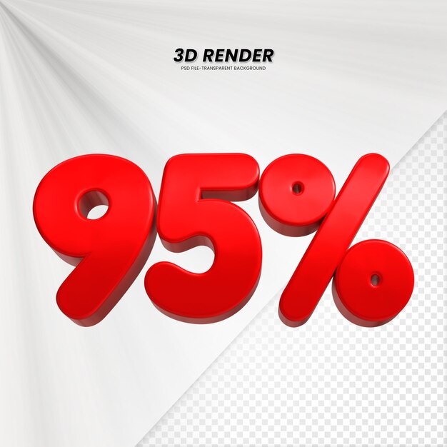 3D vendita sconto prezzo tag 3D rendering per la composizione 95 per cento