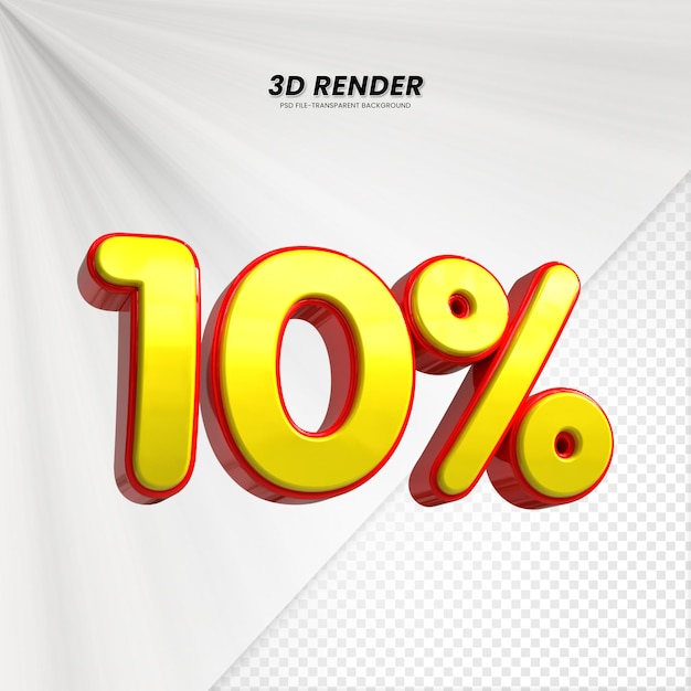 3d vendite sconto prezzo tag 3d rendering per la composizione 10 per cento