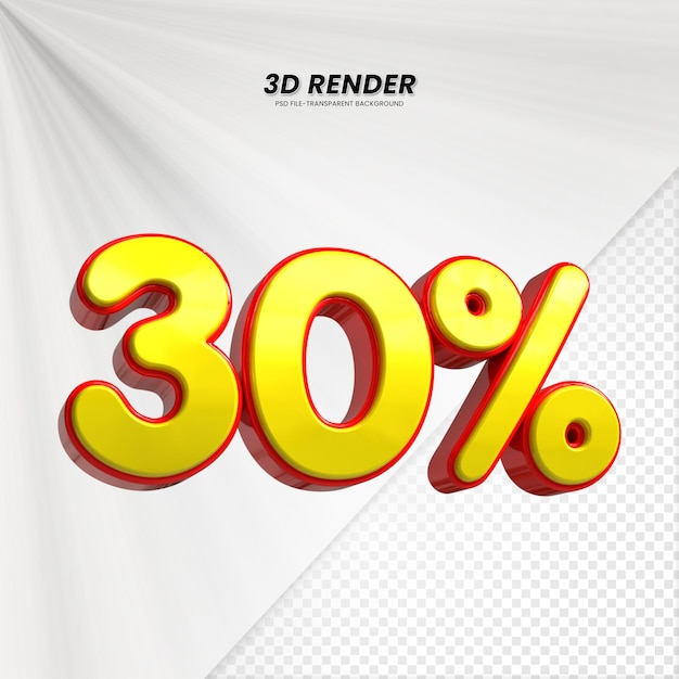 3d vendite sconto prezzo tag 3d rendering per la composizione 30 per cento