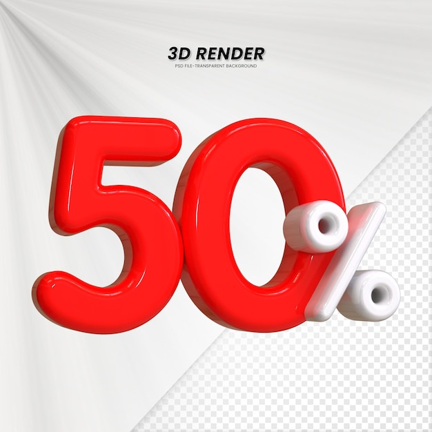 3d vendite sconto prezzo tag 3d rendering per la composizione 50 per cento
