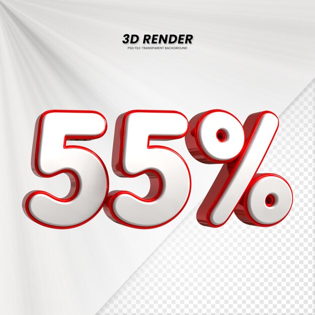 3d vendite sconto prezzo tag 3d rendering per la composizione 55 per cento