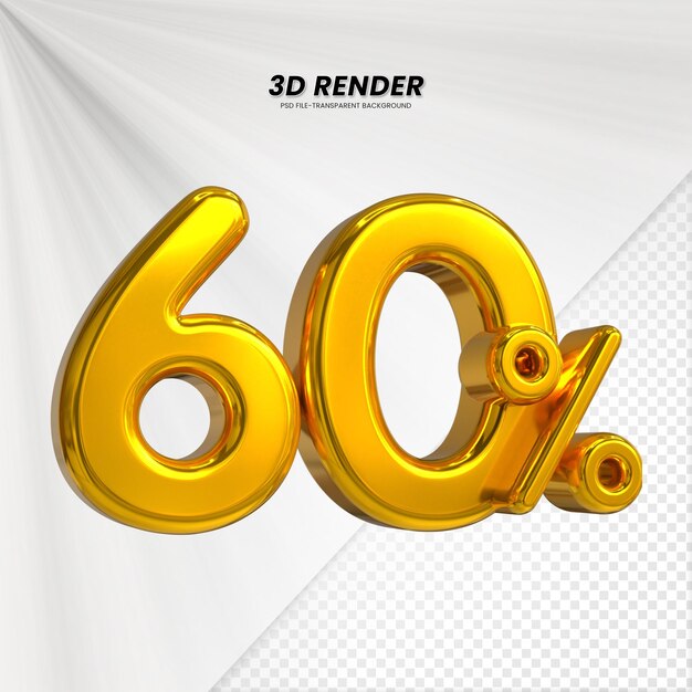 3d vendite sconto prezzo tag 3d rendering per la composizione 60 per cento