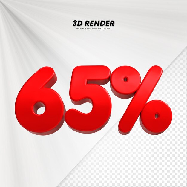 3d vendite sconto prezzo tag 3d rendering per la composizione 65 per cento