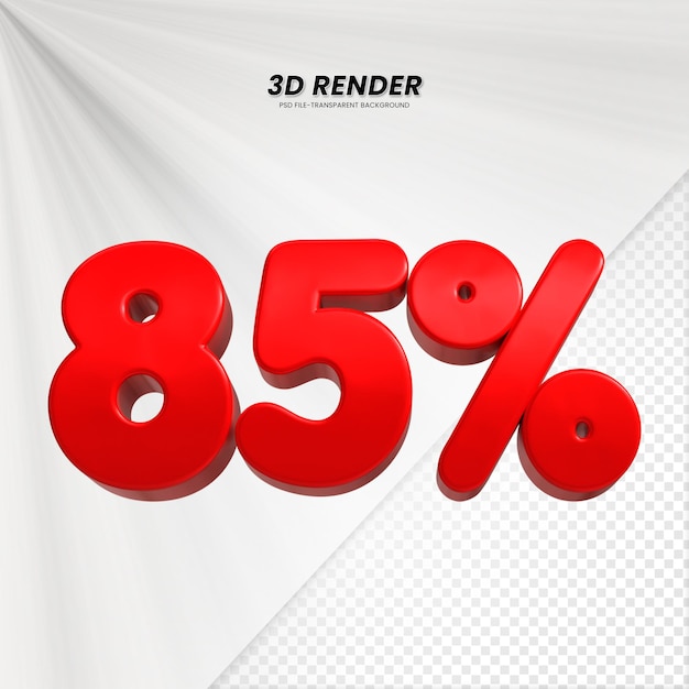 3d vendite sconto prezzo tag 3d rendering per la composizione 85 per cento