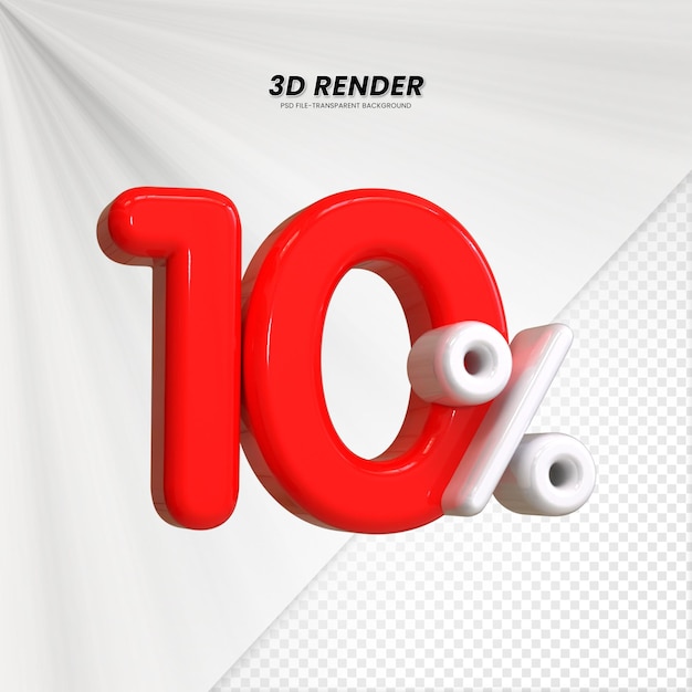 3d ventas descuento etiqueta de precio 3d renderización para la composición 10 por ciento concepto de número