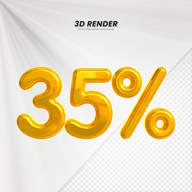 3d ventas descuento etiqueta de precio 3d renderización para la composición 35 por ciento concepto de número