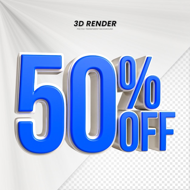 3d ventas descuento etiqueta de precio 3d renderización para la composición 50 por ciento concepto de número
