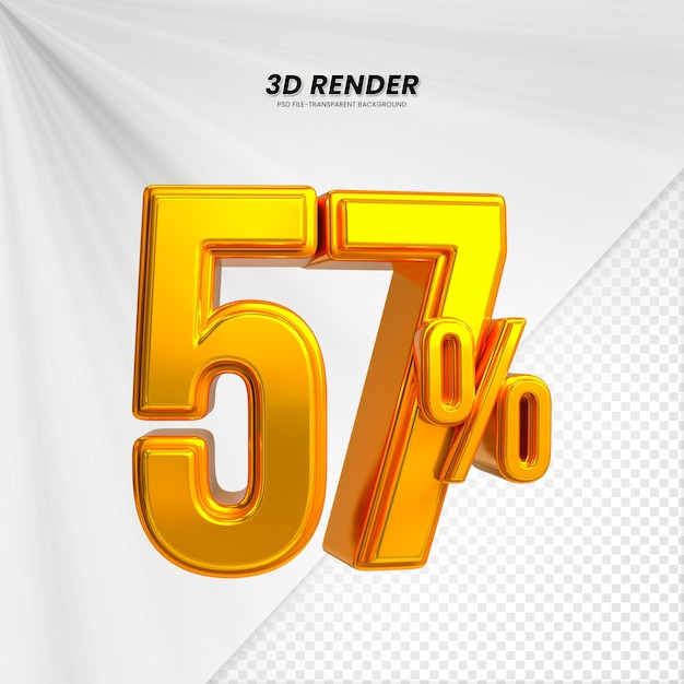 3d ventas descuento etiqueta de precio 3d renderización para la composición 57 por ciento concepto de número