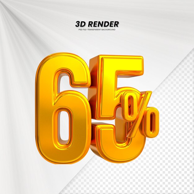 3d ventas descuento etiqueta de precio 3d renderización para la composición 65 por ciento concepto de número