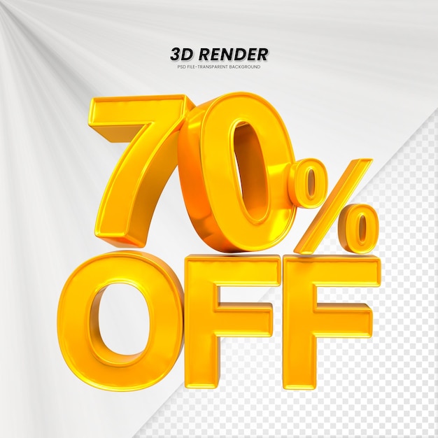 3d ventas descuento etiqueta de precio 3d renderización para la composición 70 por ciento concepto de número