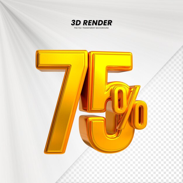 3d ventas descuento etiqueta de precio 3d renderización para la composición 75 por ciento concepto de número