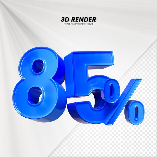 3d ventas descuento etiqueta de precio 3d renderización para la composición 85 por ciento concepto de número
