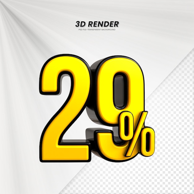 3d ventes prix d'escompte 3d rendu pour la composition 29 pour cent concept de nombre