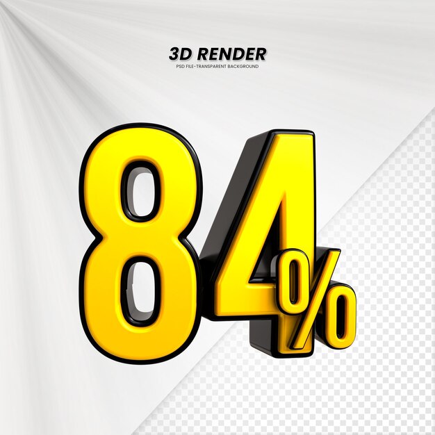 3d ventes prix d'escompte 3d rendu pour la composition 84% concept de nombre