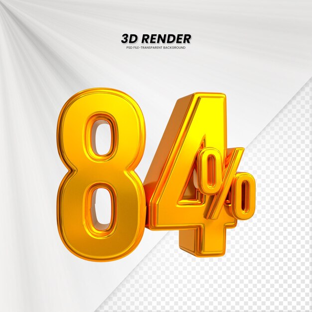 3d ventes prix d'escompte 3d rendu pour la composition 84% concept de nombre
