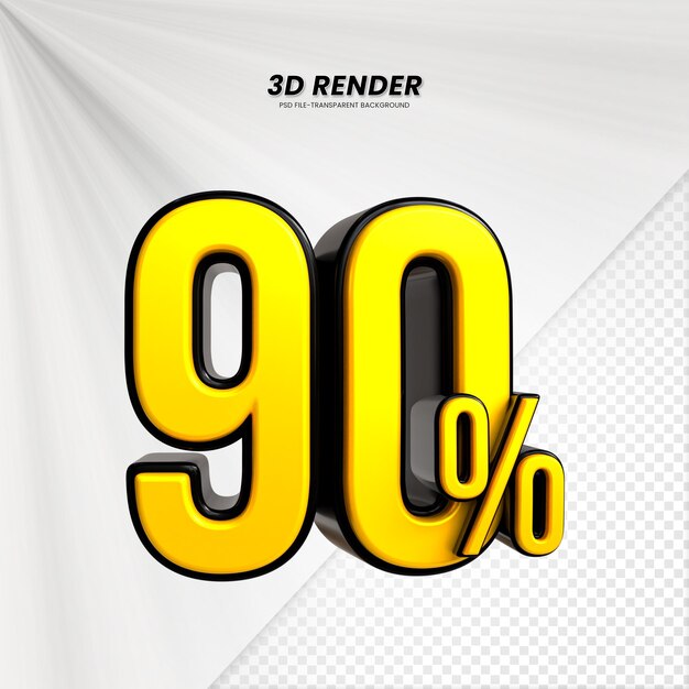 3d ventes prix d'escompte étiquette 3d rendu pour la composition 90 pour cent concept de nombre