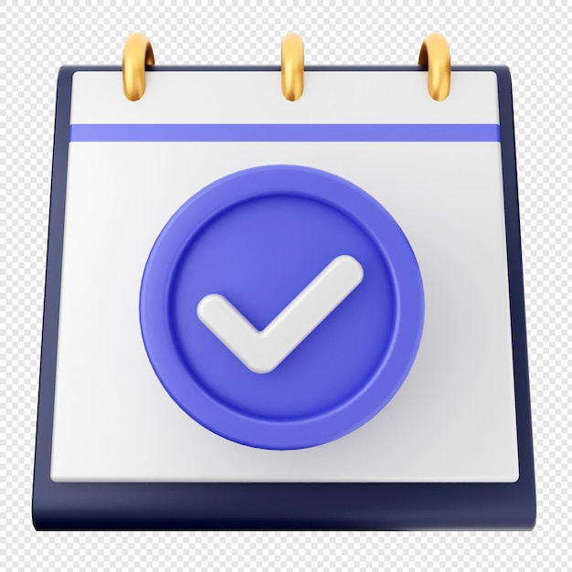 3d verification check mark approve calendar