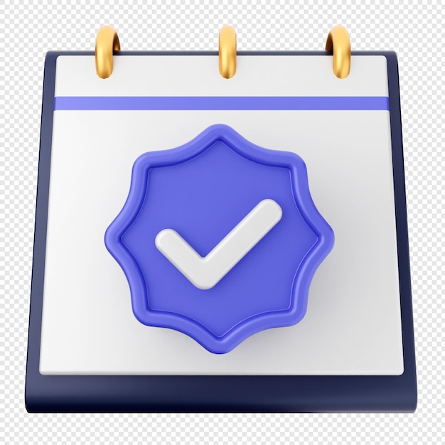 3d verification check mark approve calendar
