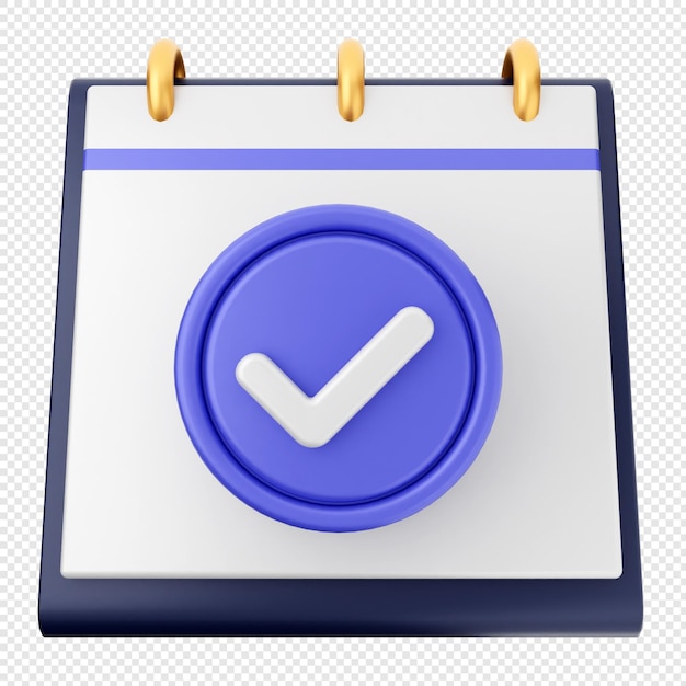 3d verification check mark approve calendar