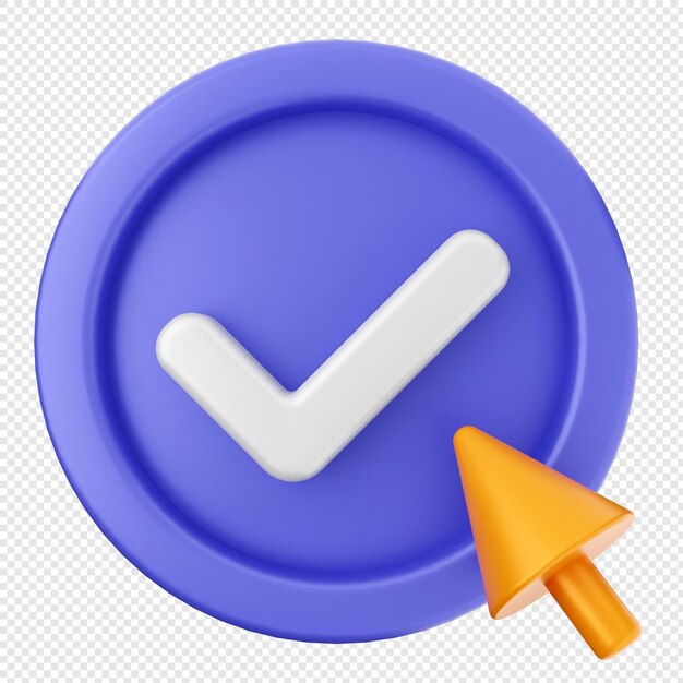 3d verification check mark approve click