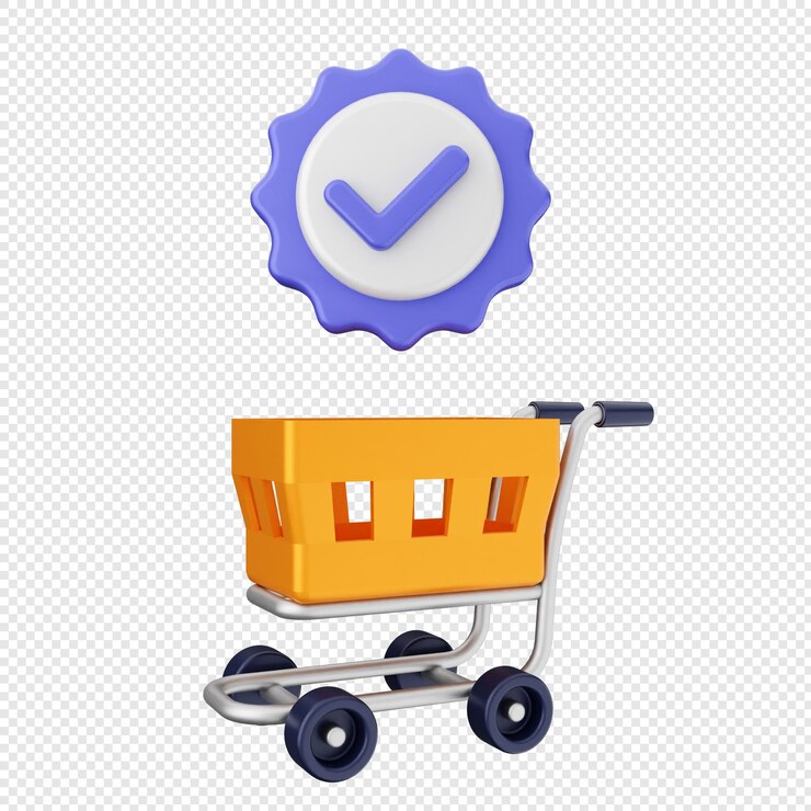 PSD 3d verification check mark approve online shopping cart