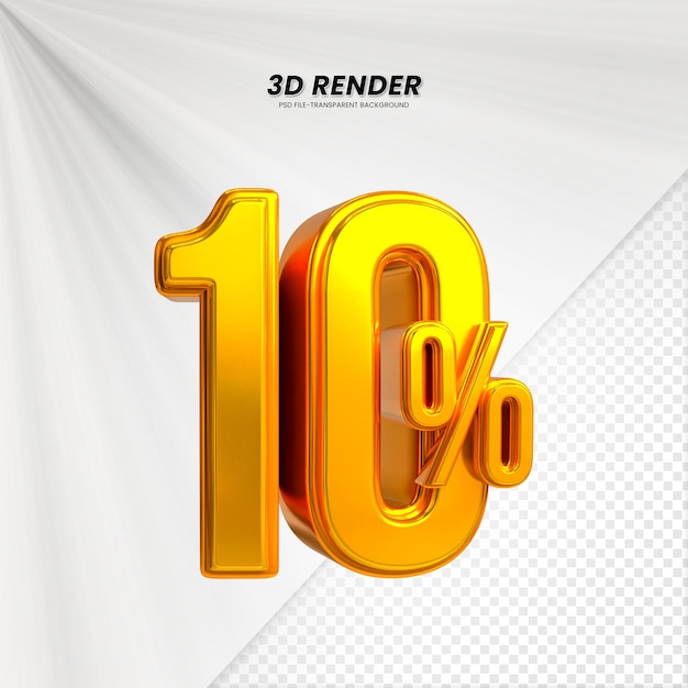 3D-Verkäufe Rabatt-Preis-Tag 3D-Rendering für die Zusammensetzung 10 Prozent Zahl Konzept