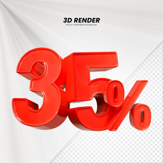 3D-Verkäufe Rabatt-Preis-Tag 3D-Rendering für die Zusammensetzung 35 Prozent Zahl Konzept