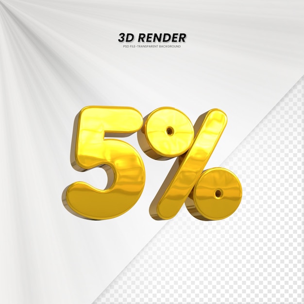 3D-Verkäufe Rabatt-Preis-Tag 3D-Rendering für die Zusammensetzung 5 Prozent Zahl Konzept