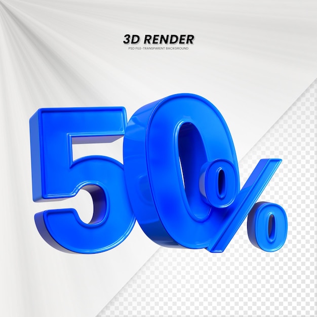 3D-Verkäufe Rabatt-Preis-Tag 3D-Rendering für die Zusammensetzung 50 Prozent Zahl Konzept