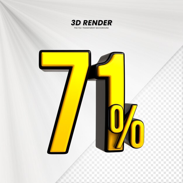 3D-Verkäufe Rabatt-Preis-Tag 3D-Rendering für die Zusammensetzung 71 Prozent Zahl Konzept