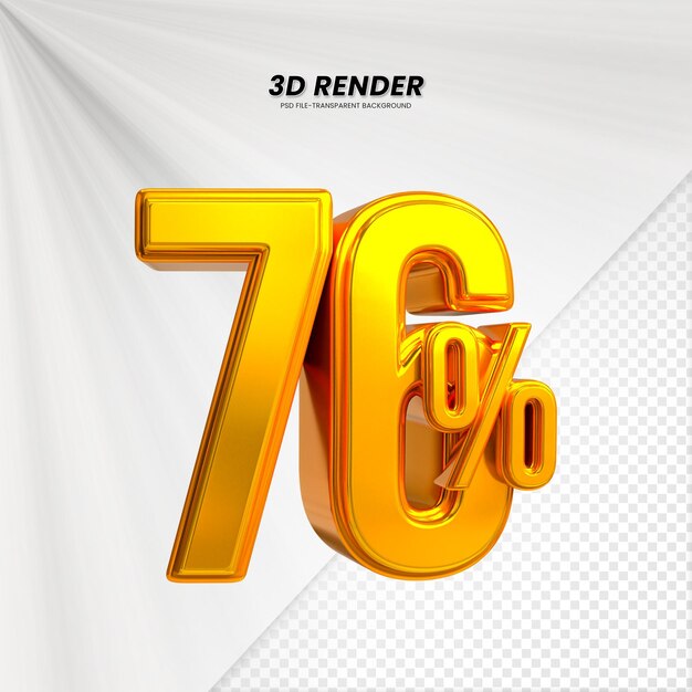 3D-Verkäufe Rabatt-Preis-Tag 3D-Rendering für die Zusammensetzung 76 Prozent Zahl Konzept