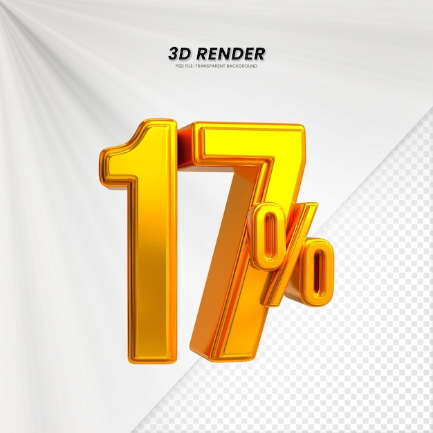 3D-Verkäufe Rabattpreis-Tag 3D-Rendering für die Zusammensetzung 17 Prozent Zahl Konzept