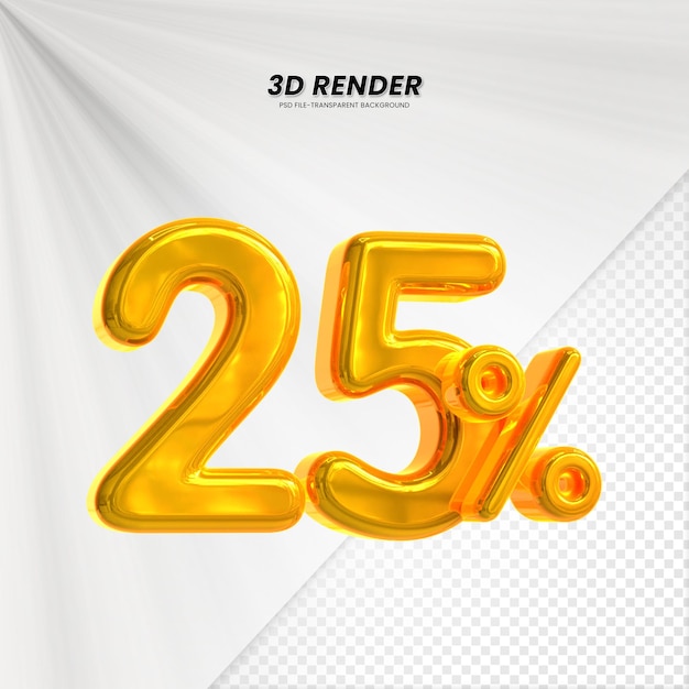 3D-Verkaufs-Absatzpreis-Tag 3D-Rendering für die Zusammensetzung 25 Prozent