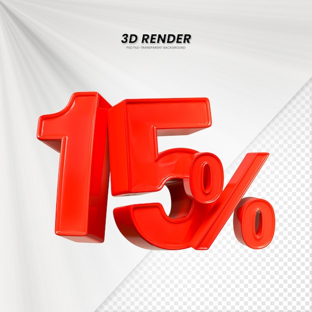 3D-Verkaufs-Abzug-Preis-Tag 3D-Rendering für die Zusammensetzung 15 Prozent Zahl Konzept