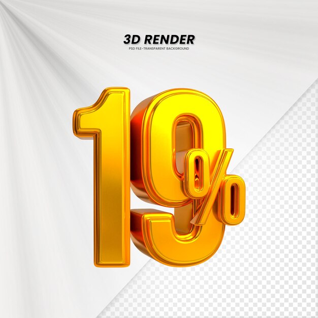 3D-Verkaufs-Abzug-Preis-Tag 3D-Rendering für die Zusammensetzung 19 Prozent Zahl Konzept