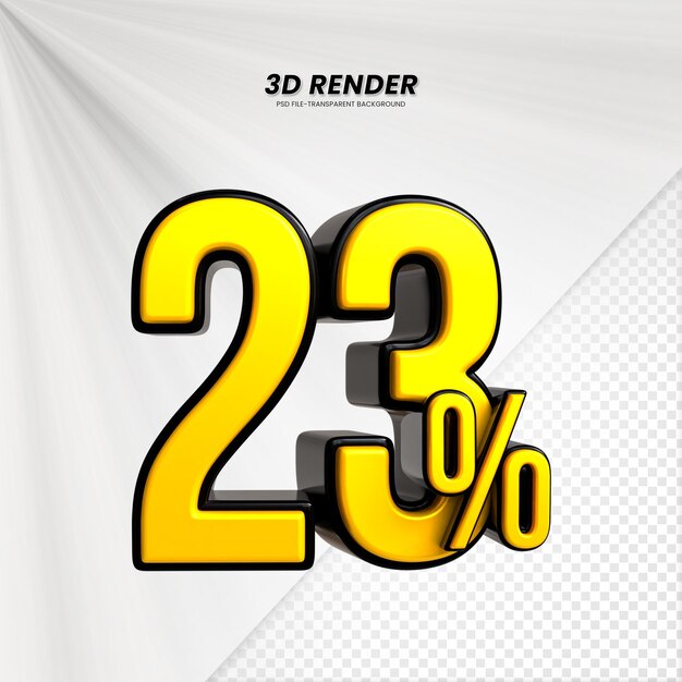 3D-Verkaufs-Abzug-Preis-Tag 3D-Rendering für die Zusammensetzung 23 Prozent Zahl Konzept