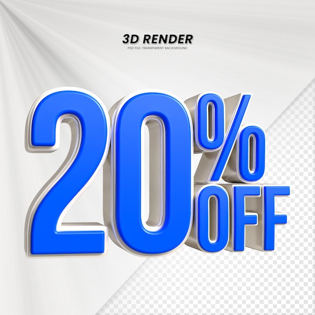 3D-Verkaufs-Rabat-Preis-Tag 3D-Rendering für die Zusammensetzung 20 Prozent Zahl Konzept