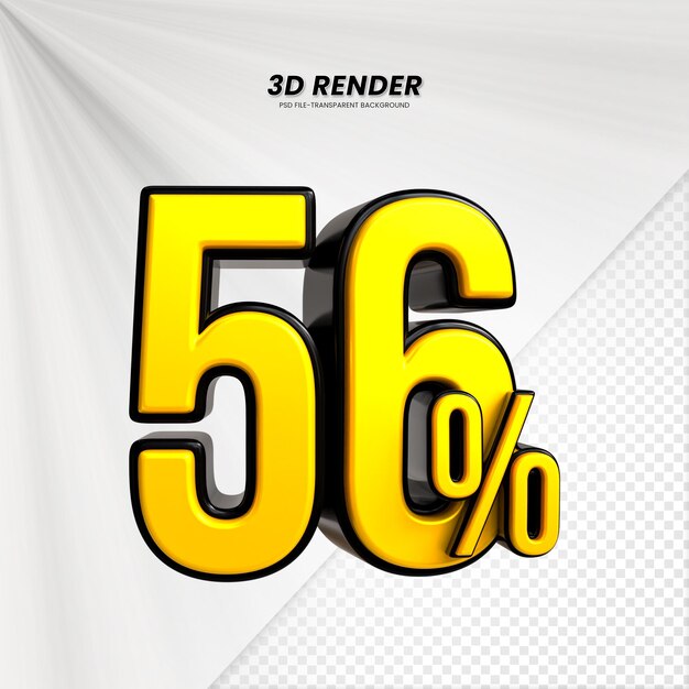 3D-Verkaufs-Rabat-Preis-Tag 3D-Rendering für die Zusammensetzung 56 Prozent Zahl Konzept