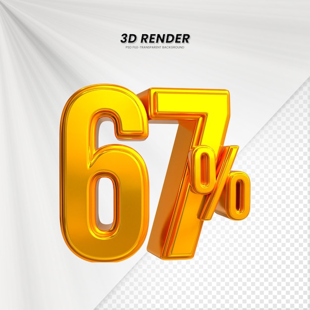 3D-Verkaufs-Rabat-Preis-Tag 3D-Rendering für die Zusammensetzung 67 Prozent Zahl Konzept