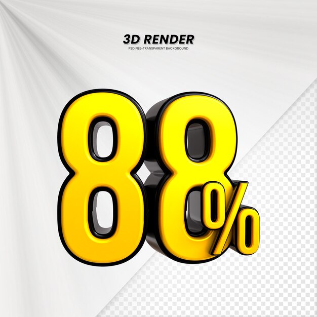 3D-Verkaufs-Rabat-Preis-Tag 3D-Rendering für die Zusammensetzung 88 Prozent Zahl Konzept