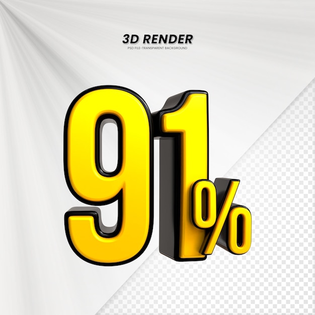 3D-Verkaufs-Rabat-Preis-Tag 3D-Rendering für die Zusammensetzung 91 Prozent Zahl Konzept