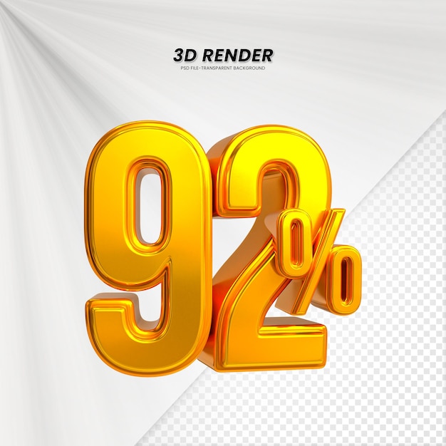 3D-Verkaufs-Rabat-Preis-Tag 3D-Rendering für die Zusammensetzung 92 Prozent Zahl Konzept
