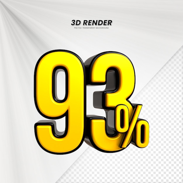 3D-Verkaufs-Rabat-Preis-Tag 3D-Rendering für die Zusammensetzung 93 Prozent Zahl Konzept