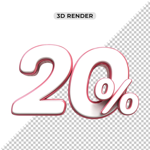 3D-Verkaufsrabatt Nummer 20 Prozent Preismarke für Verkaufsförderung Konzept von 3D-Rendering