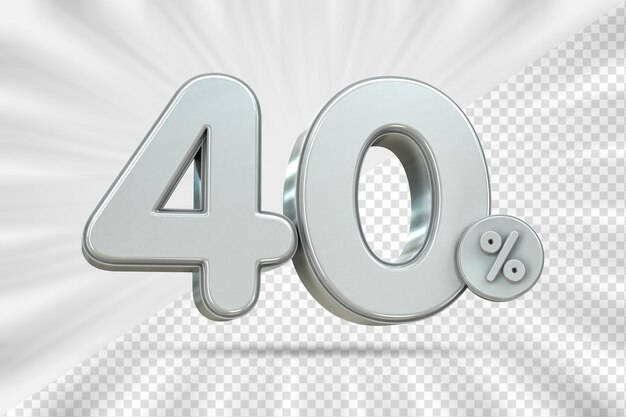 3D-Verkaufsrabatt Nummer 40 Prozentpreisschild für Rabattverkaufsförderungskonzept durch 3D-Rendering