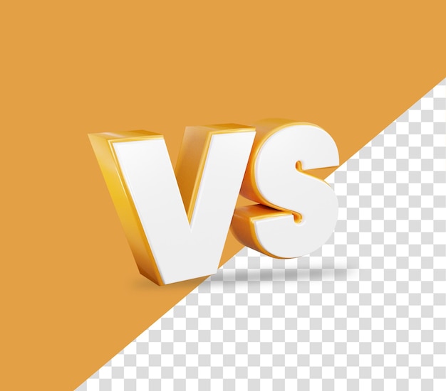 3D versus vs ikona 3D renderování s textovým efektem v bílé a zlaté barvě